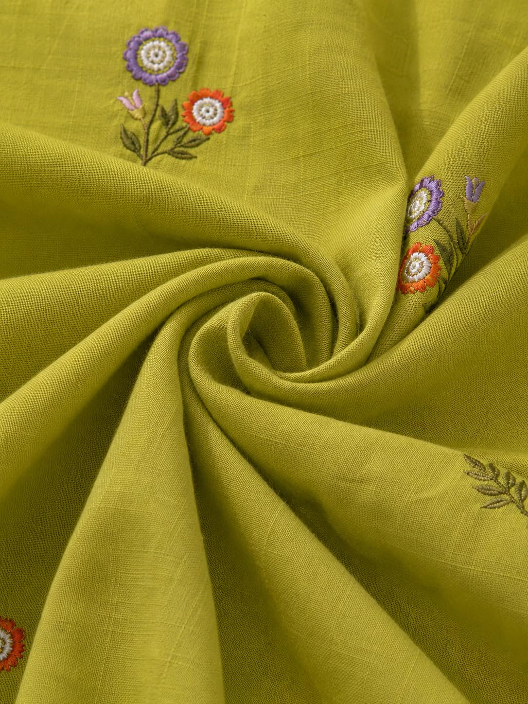 Olive Green Floral Embroidered Anarkali Kurta Set with Dupatta
