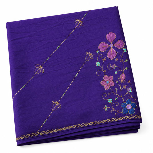 Women Purple Silk Saree, Elegant Designer Drape