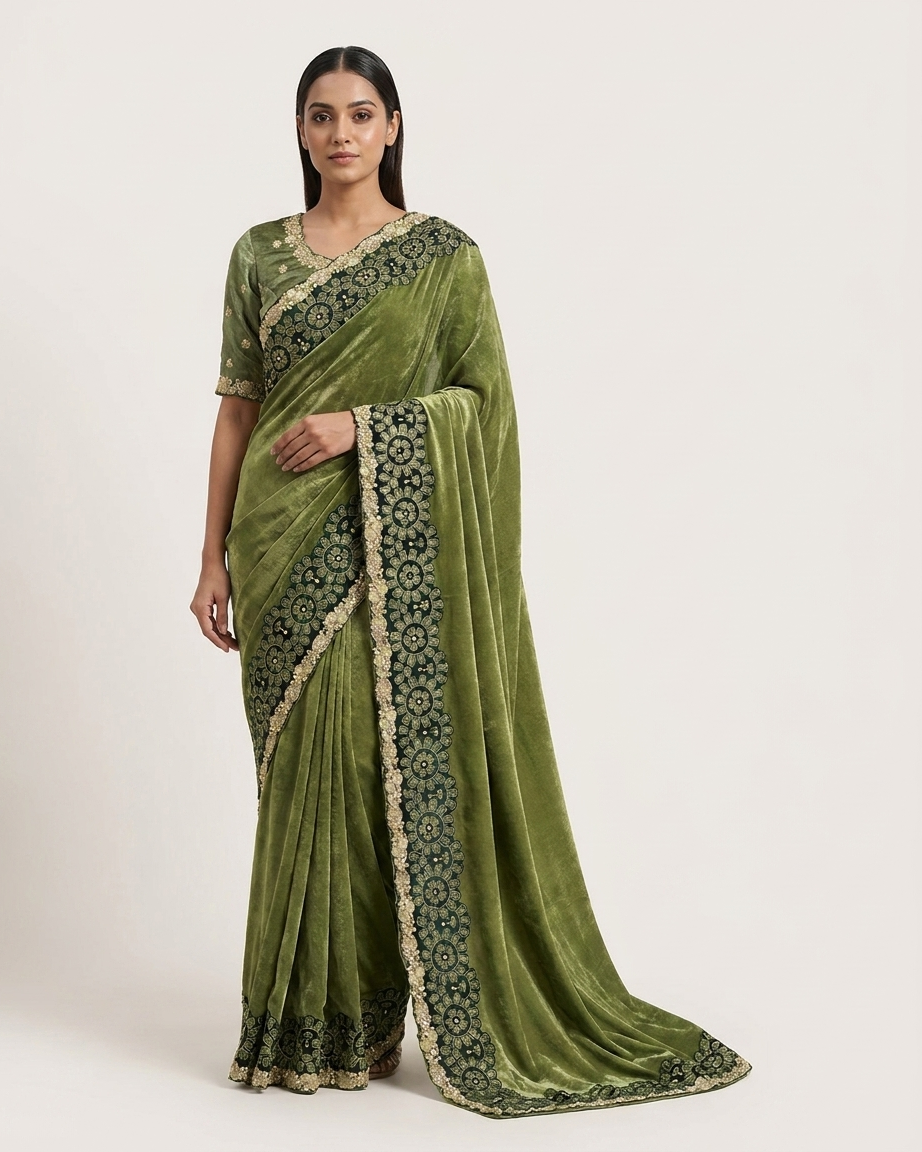 EMERALD ROYALE EMBROIDERED SAREE