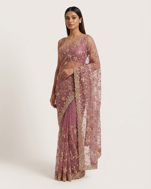 Rose Gold Bloom Saree