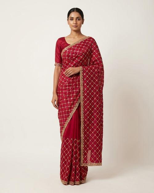 Ruby Diamond Sequin Saree